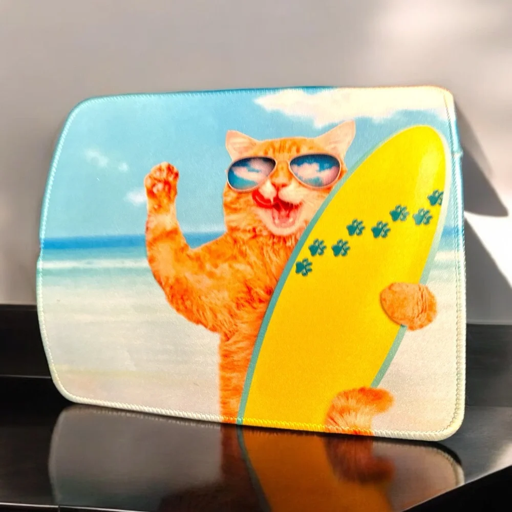 Surfing 🏄 Orange Cat Mouse Pad